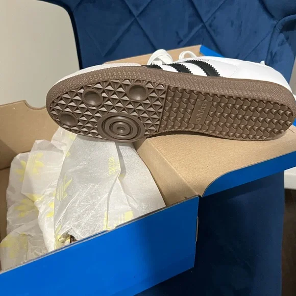 Adidas Samba OG White and Black with Brown Accents - Picture 2 of 3
